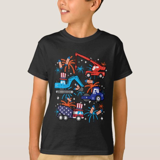 4 juli constructie vrachtwagens voertuig Patriot B T-shirt (Voorkant)