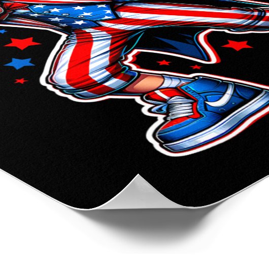 4 juli Cool Dabbing Boy Amerikaanse vlag Patriot Poster (Hoek)