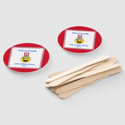 4 juli Cool Patriotic Emoji Handwaaier (Niet-gemonteerd)