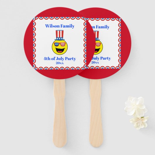 4 juli Cool Patriotic Emoji Handwaaier (Voorkant en achterkant)