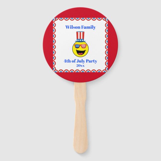 4 juli Cool Patriotic Emoji Handwaaier (Voorkant)
