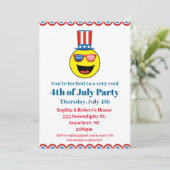 4 juli Cool Patriotic Emoji Kaart (Staand voorkant)