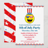 4 juli Cool Patriotic Emoji Kaart (Voorkant / Achterkant)