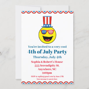 4 juli Cool Patriotic Emoji Kaart