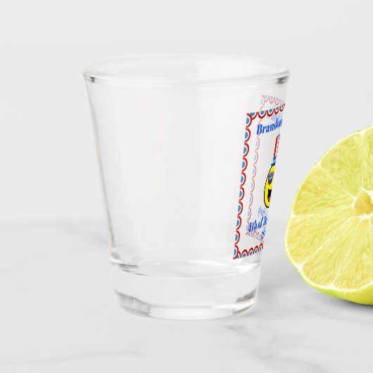 4 juli Cool Patriotic Emoji Shot Glas (Links)