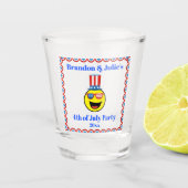 4 juli Cool Patriotic Emoji Shot Glas (Voorkant)