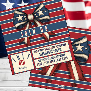 4 juli Coquette Bow met Stars and Stripes Party Feestdagenkaart