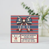 4 juli Coquette Bow met Stars and Stripes Party Feestdagenkaart (Staand voorkant)