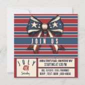 4 juli Coquette Bow met Stars and Stripes Party Feestdagenkaart (Voorkant)