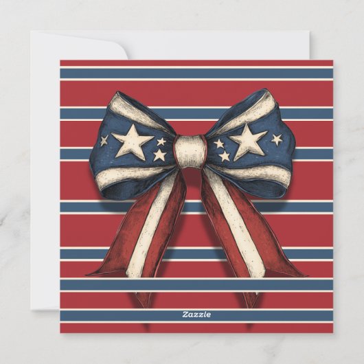 4 juli Coquette Bow met Stars and Stripes Party Feestdagenkaart (Achterkant)