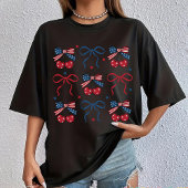 4 juli Coquette Bow Shirt, Patriottisch USA T-shir T-shirt