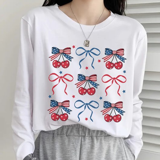 4 juli Coquette Bow Shirt, Patriottisch USA T-shir T-shirt