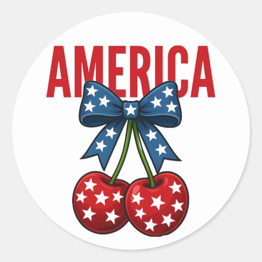 4 juli Coquette Cherry Amerikaanse Vlag Ronde Sticker (Voorkant)