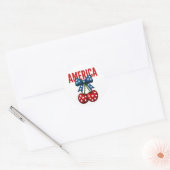 4 juli Coquette Cherry Amerikaanse Vlag Ronde Sticker (Envelop)