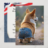 4 juli Corgi Dog Kaart (Voorkant / Achterkant)