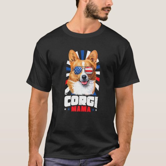 4 juli Corgi Mama   T-shirt (Voorkant)