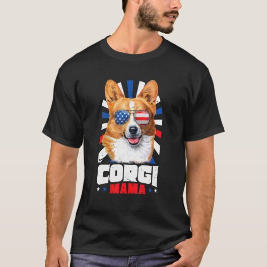 4 juli Corgi Mama T-shirt (Voorkant)