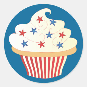 4 juli Cupcake Ronde Sticker