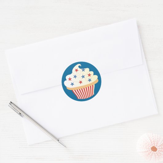 4 juli Cupcake Ronde Sticker (Envelop)
