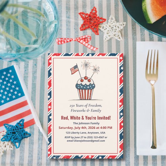 4 juli Cupcake Vuurwerk Amerika 250e Kaart