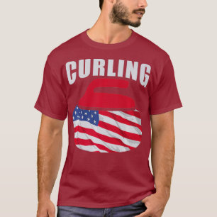 4 juli Curling Team Sport Amerikaanse vlag T-shirt