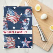 4 juli Custom Family America Theedoek (Quarter Fold)