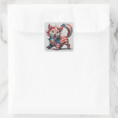 4 juli Cute Dier Vierkante Sticker (Tas)