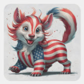 4 juli Cute Dier Vierkante Sticker (Voorkant)