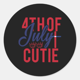 4 juli Cutie Patriottisch Amerika Onafhankelijkhei Ronde Sticker