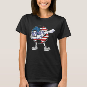 4 juli Dabbing Voetbal Bal USA Amerikaanse Vlag T-shirt