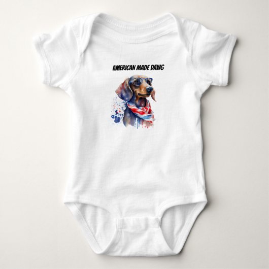 4 juli Dachshund Baby Romper (Voorkant)