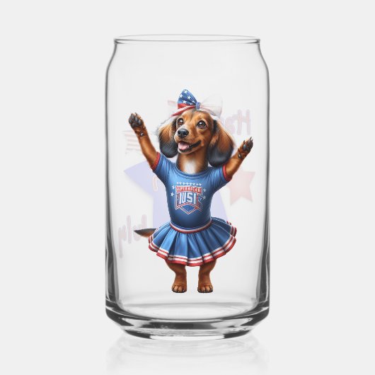 4 juli Dachshund Bier Blikvorm Glas (Voorkant)
