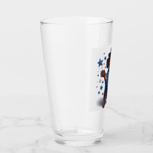 4 juli Dachshund Bier Glas (Rechts)