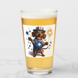 4 juli Dachshund Bier Glas
