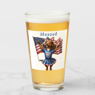 4 juli Dachshund Bier Glas