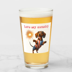 4 juli Dachshund Bier Glas