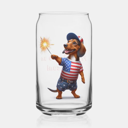4 juli Dachshund Blikvorm Glas (Voorkant)