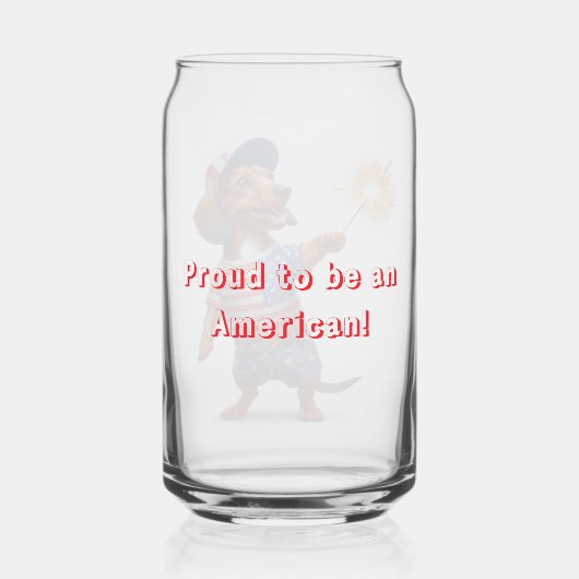 4 juli Dachshund Blikvorm Glas (Achterkant)