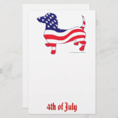 4 juli Dachshund Briefpapier (Voorkant / Achterkant)