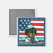 4 juli Dachshund Magneet (Voorkant / Achterkant)