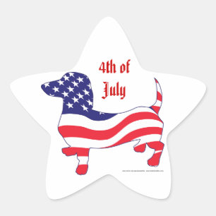 4 juli Dachshund Ster Sticker