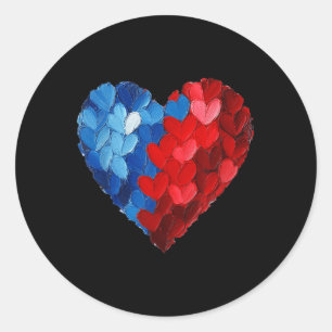 4 juli Dag Hart Brushstroke USA Vlag Indepen Ronde Sticker
