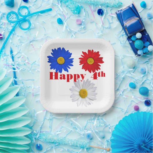 4 juli Daisies Papieren Bordje (Feest)