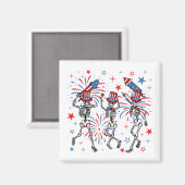 4 juli Dancing Skeletons Square Magneet (Voorkant / Achterkant)