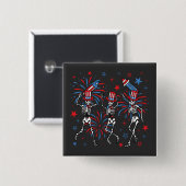 4 juli Dancing Skeletons Square Vierkante Button 5,1 Cm (Voorkant /achterkant)