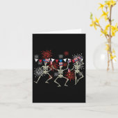 4 juli Dansende Skeletten Grappige Patriottische M Kaart (Gele Bloem)