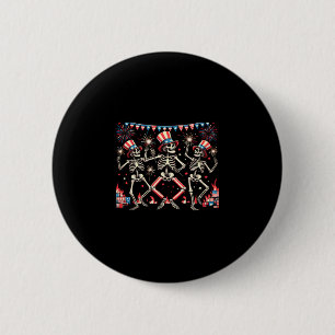 4 juli Dansende Skeletten Grappige Patriottische M Ronde Button 5,7 Cm