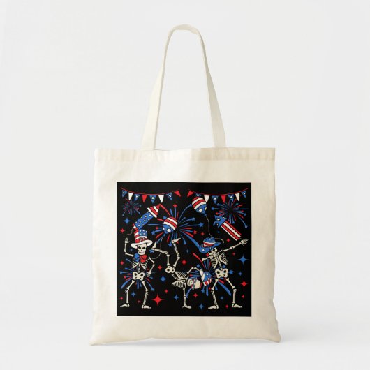 4 juli Dansende Skeletten Tote Bag (Voorkant)