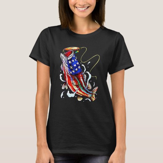 4 juli : de bas Vist de Amerikaanse vlag patriotti T-shirt (Voorkant)