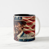 4 juli: de geest van onafhankelijkheid tweekleurige koffiemok (Voorkant rechts)
